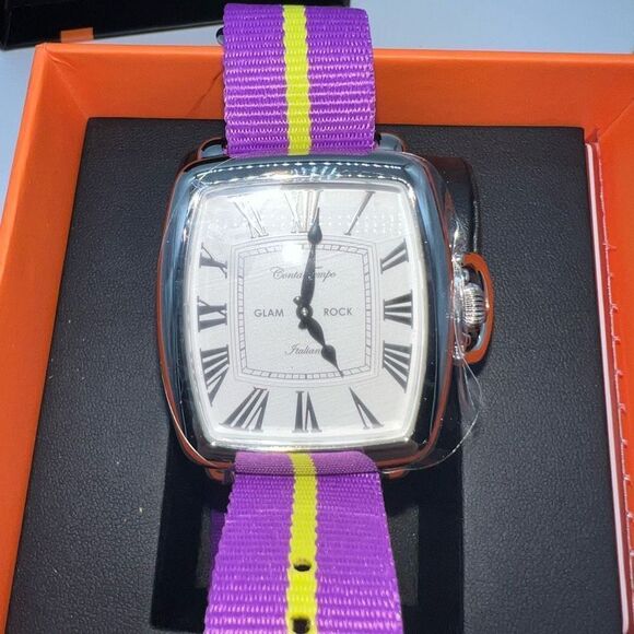 Glam Rock Vintage Men’s Watch with Purple Band New with Box - Picture 1 of 9